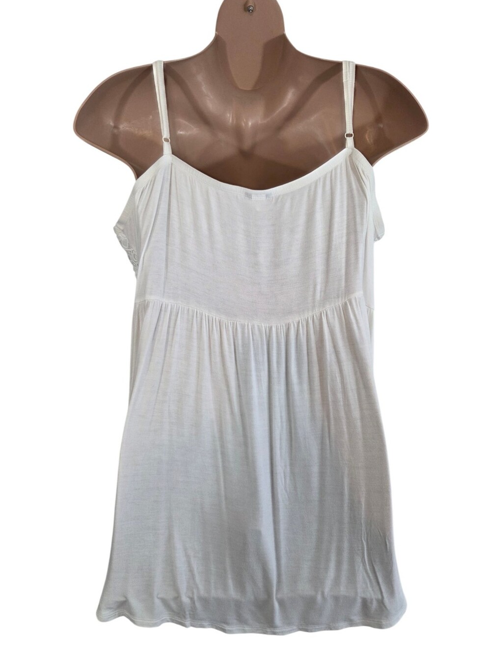 Torrid Crochet Lace White Babydoll Cami With Adjustable Straps Size 4 Pre-Owned - Picture 7 of 13